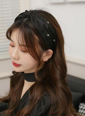 韩国气质显脸小发箍女水晶钻奢发饰百搭外出通勤简约宽边头箍碎发