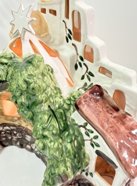 出口单布鲁瓷BlueSky治愈系陶瓷圣诞马槽烛台镂空别墅家居装饰