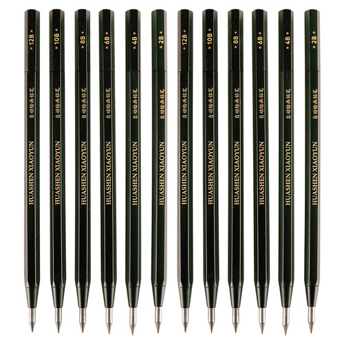 免削自动旋转铅素描自动铅笔软碳笔绘画套装2B4B6B8B10B12B粗铅芯 - 图3