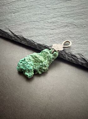 月末魔羯。原创。|原味| 老银如意头搭扣。绿松石原矿坠。项坠