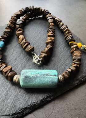 月末魔羯。原创。|山水画| 天然绿松石大桶珠。奇楠沉香片。项链