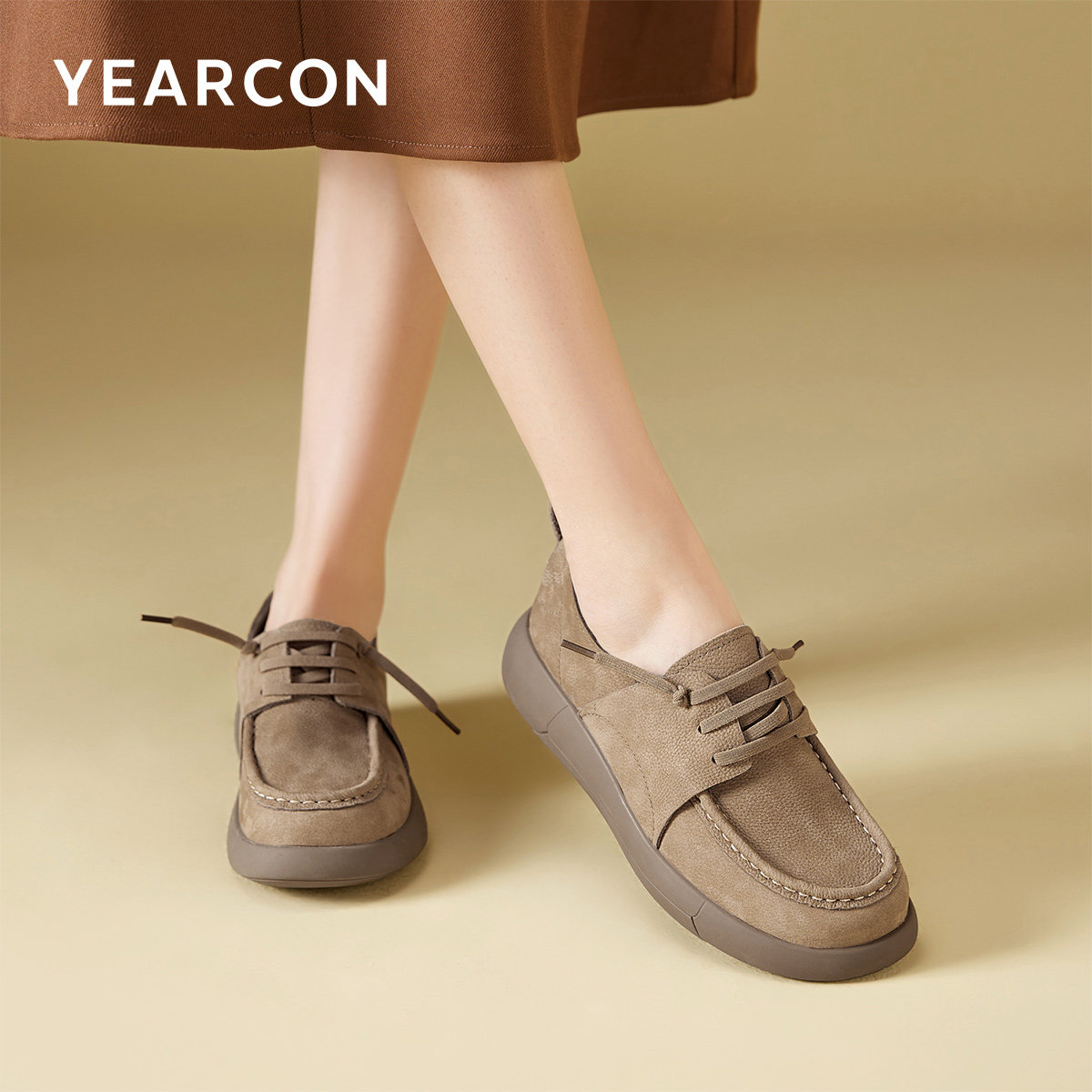 意尔康女鞋春秋季女士真皮深口单鞋平底休闲复古袋鼠小皮鞋英伦风,淘宝优惠券,粉丝福利购,淘宝优惠卷