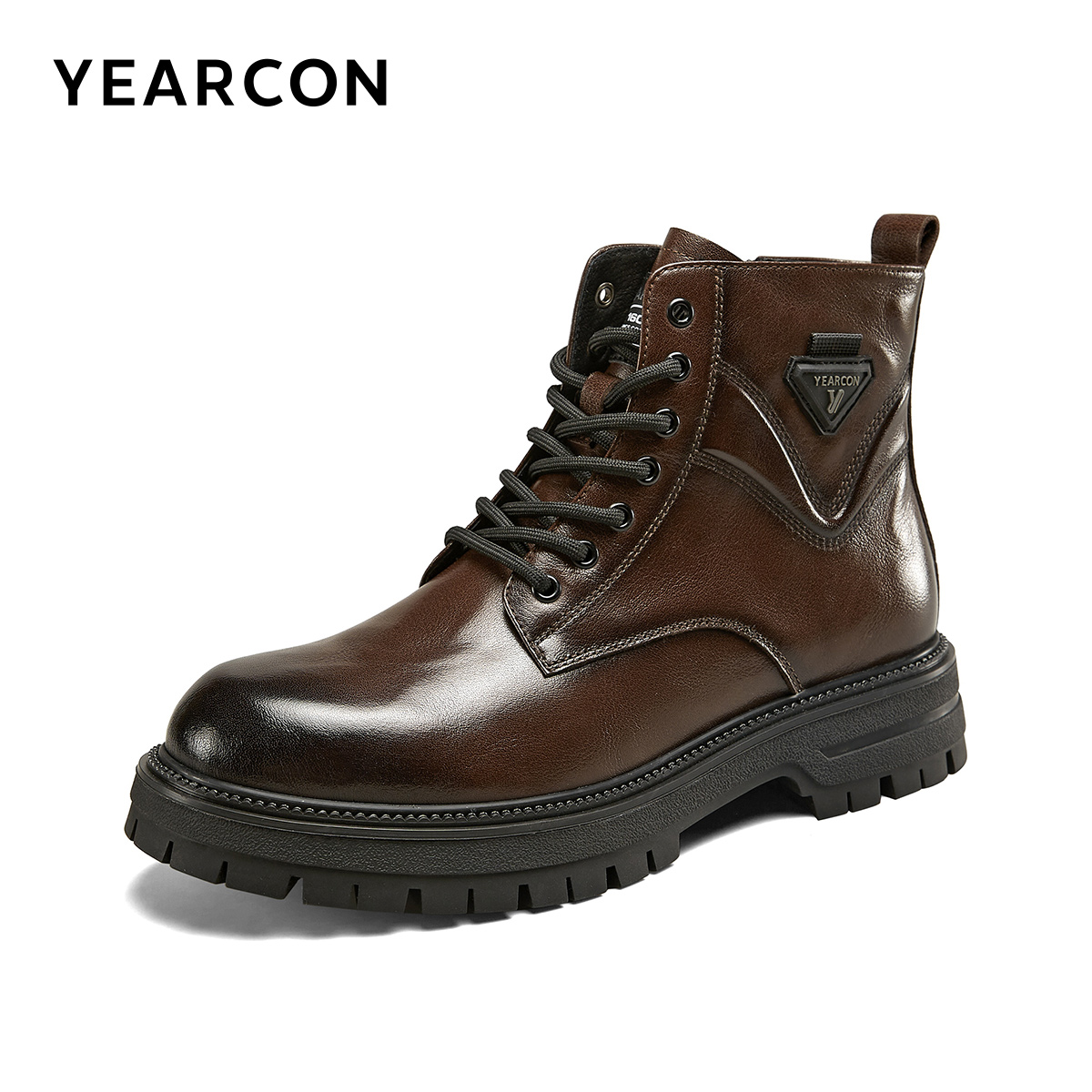 意尔康男鞋冬季男士加绒真皮马丁靴英伦风短靴户外休闲皮鞋工装靴 - 图0