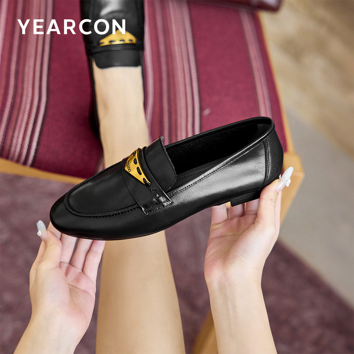 意尔康女鞋2026春季真皮乐福鞋英伦风小皮鞋低跟通勤单鞋配裙子,淘宝优惠券,粉丝福利购,淘宝优惠卷