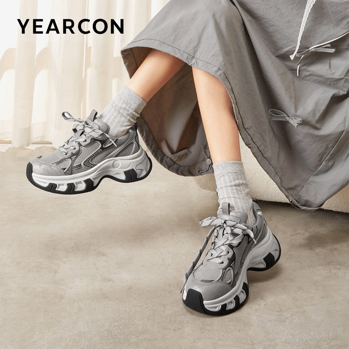 意尔康女鞋2025新款老爹鞋运动休闲厚底百搭时尚潮酷女士单鞋,淘宝优惠券,粉丝福利购,淘宝优惠卷