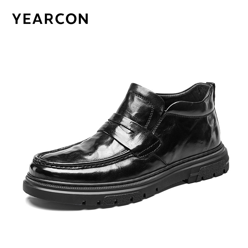 意尔康男鞋冬秋季真皮商务休闲皮鞋男士软底舒适一脚蹬中帮爸爸鞋,淘宝优惠券,粉丝福利购,淘宝优惠卷