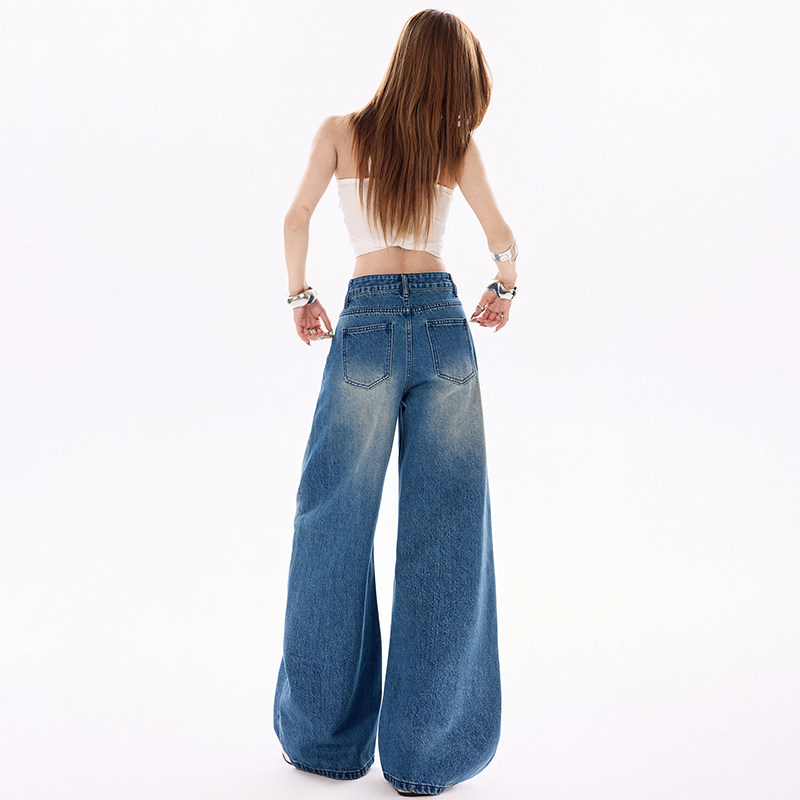 妈个鸡妈MGJM春夏复古猫须牛仔裤设计感遮胯宽松直筒水洗裤子男女,淘宝优惠券,粉丝福利购,淘宝优惠卷