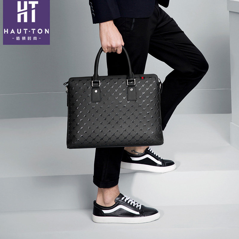 皓顿手提包男牛皮商务青年男包 皓顿尚惠男士包袋
