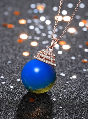 2021国潮新品配饰中国风旗袍汉服项饰二代蓝珀琥珀灯笼锁骨项链女