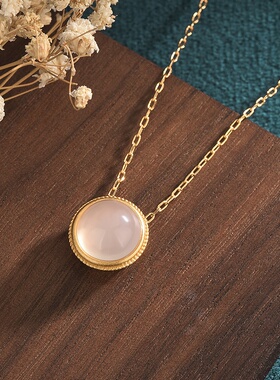 2021秋冬季国潮新品配饰古法镀金工艺镶嵌天然玉髓玛瑙挂坠项链女