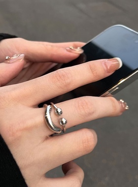 微笑金属戒指女ins小众设计感百搭食指戒时尚个性冷淡风指环