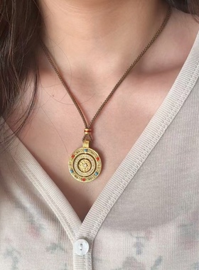 金店同款如意香囊花丝随身金佛八宝罗盘锁骨项链精致送女友礼物