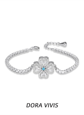 tk热款新潮玩爆闪石链爱心锆石旋转四叶草手链轻奢感精致饰品