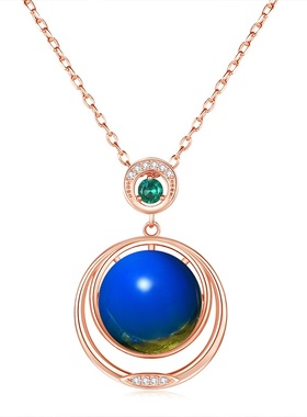 艾尔缘直播供货网红同款国风典雅旗袍古装配饰仿蓝珀琥珀吊坠项链