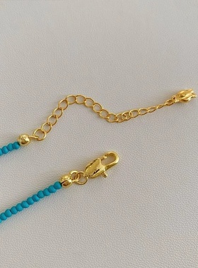 极细天然淡水小珍珠绿松石头串珠项链女轻奢感小众锁骨链配饰