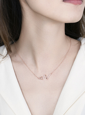 万盈首饰心跳项链女s925纯银网红同款简约个性心电图轻奢饰品