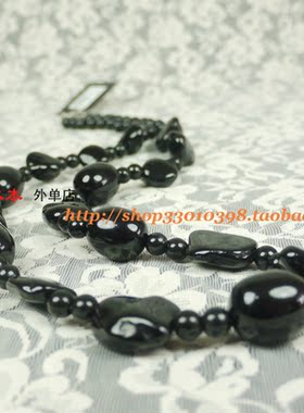 欧美韩版黑色串珠长款毛衣链