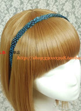 欧美风饰品复古蓝色波点羽毛发卡