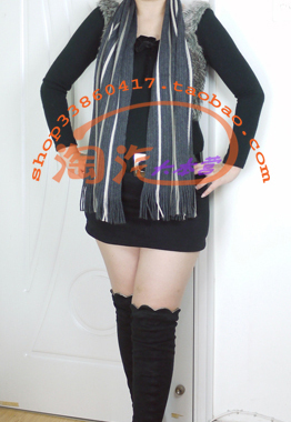 春节礼物日本灰色男女款毛线围巾