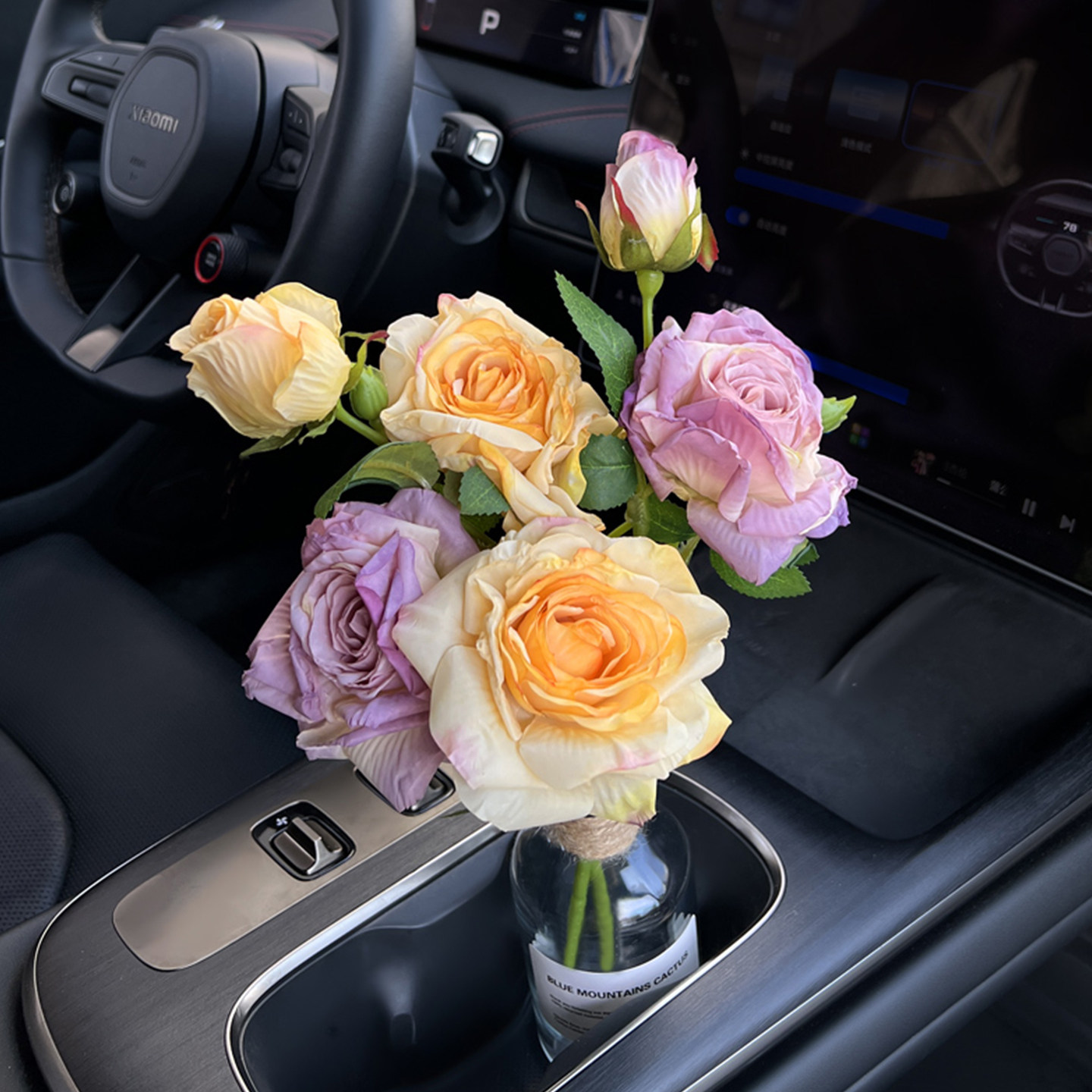 法式油画焦边仿真玫瑰车内饰品汽车装饰摆件中控台水杯架车载花束,淘宝优惠券,粉丝福利购,淘宝优惠卷