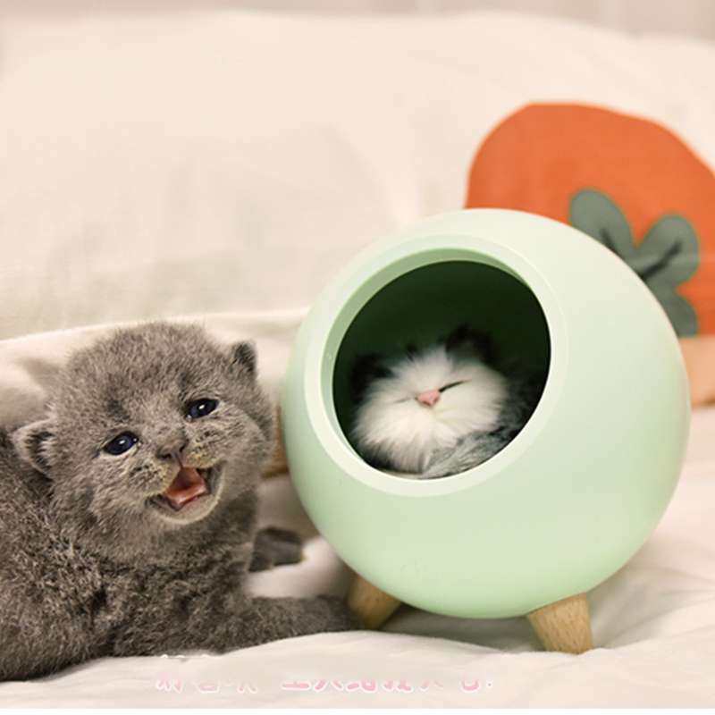 创意萌宠氛围灯猫窝小夜灯卧室床头灯可爱伴睡眠台灯儿童生日礼物