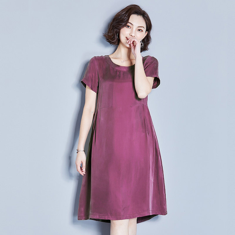 新款重磅铜氨丝真丝夏短袖连衣裙 敏朵连衣裙