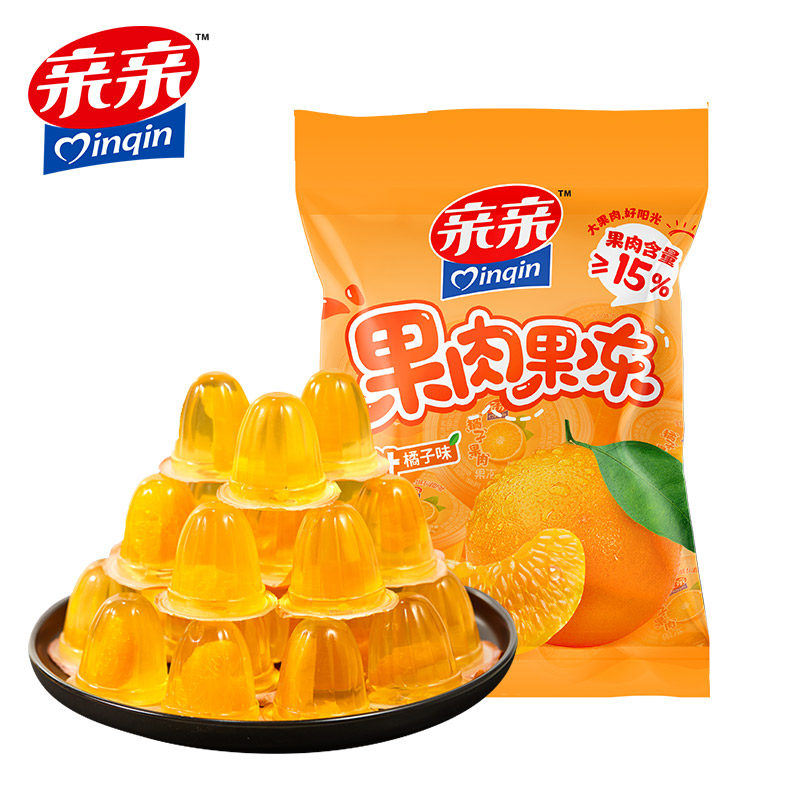 亲亲桔子果肉果冻240g*4袋真橘子布丁儿童零食零食大礼包水果