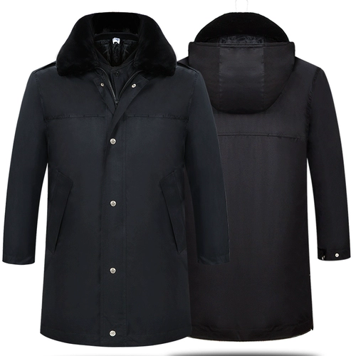 Расширенная холодная одежда для оболочки отражающая безопасность хлопковое пальто рабочее время работа с шерстяным воротником с капюшоном может быть отдельно охраняемой мужской зимой