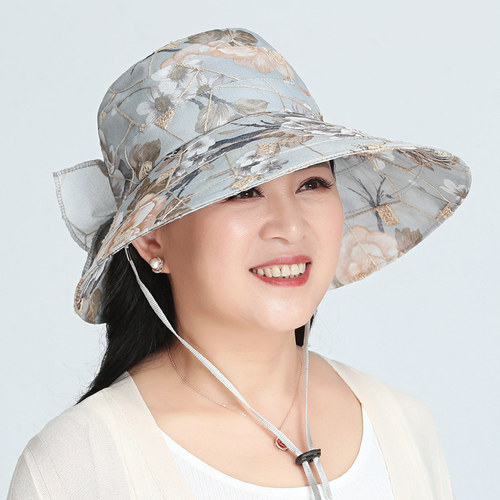 帽子遮阳帽女士防晒大沿骑车帽户外中老年人夏季妈妈太阳帽夏婆婆 - 图0