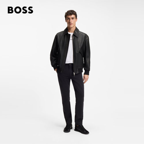 【头层羊皮革】BOSS博斯 男26新款美式复古飞行员夹克真皮衣外套 - 图0