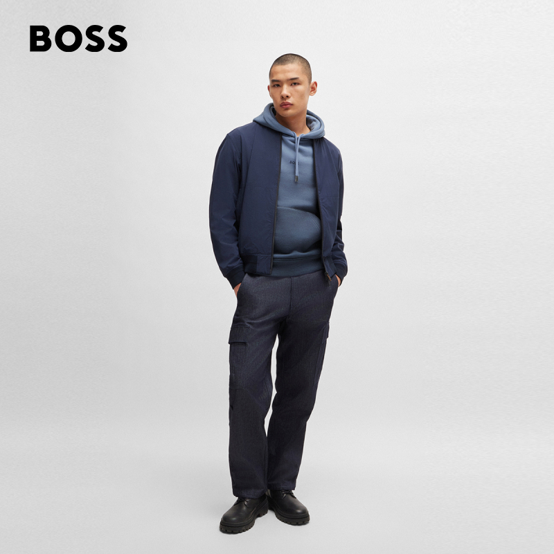 HUGO BOSS 男士渐变染色宽松版型棉质毛圈布连帽卫衣