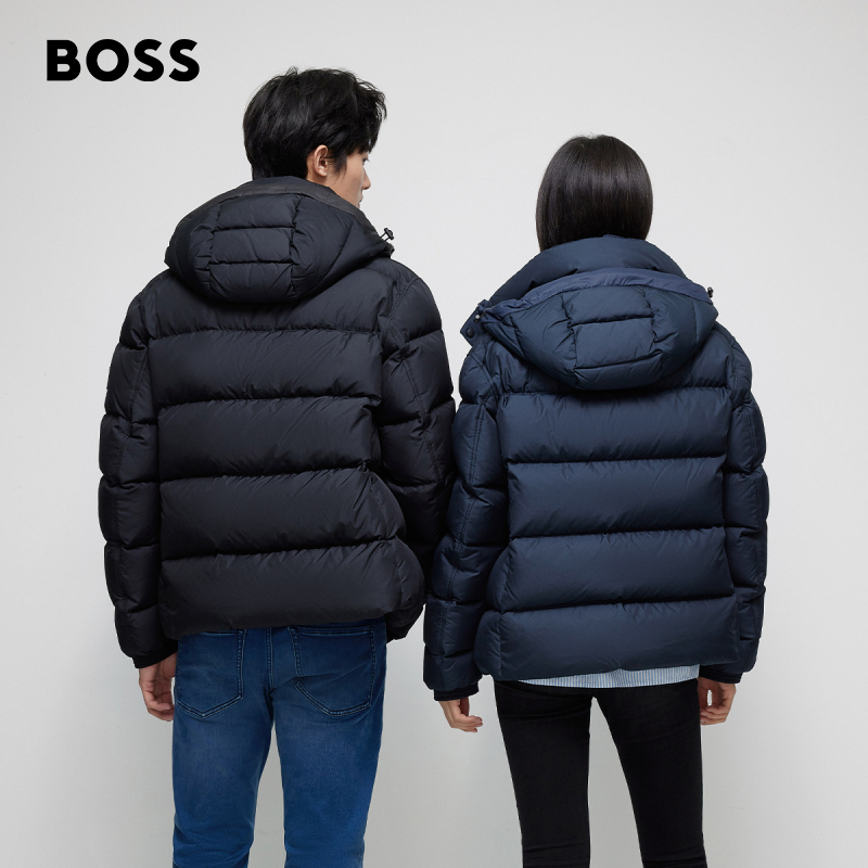 【面包羽绒 男女同款】HUGO BOSS秋冬休闲连帽鸭绒情侣羽绒服