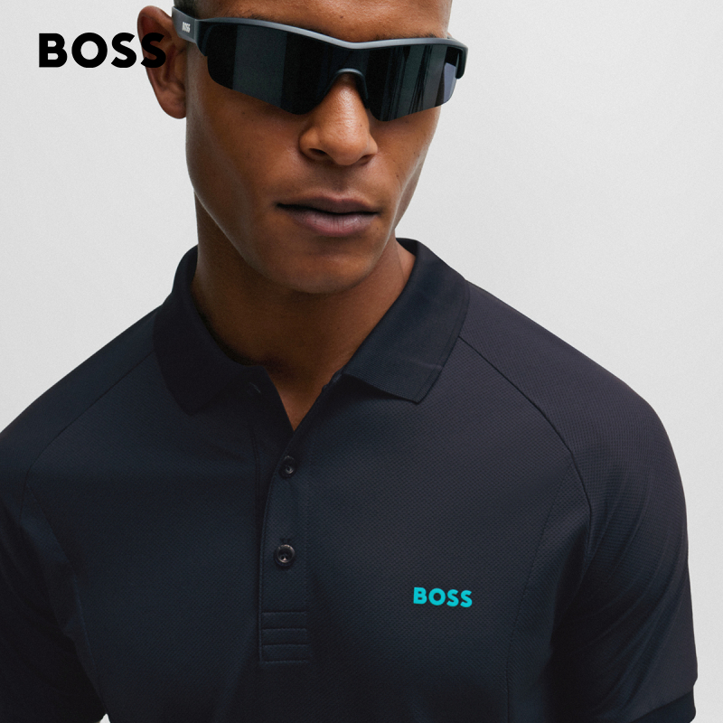 【吸湿速干】HUGO BOSS男士2024春夏新款弹性面料修身短袖Polo 衫 - 图2
