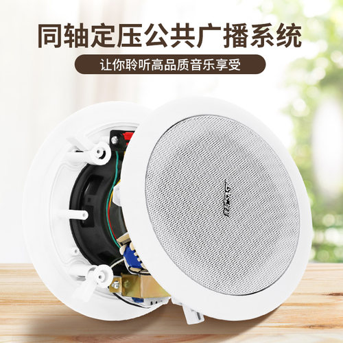 先科吸顶音箱消防广播喇叭扬声器系统音柱室外防水天花吊顶音响 - 图1