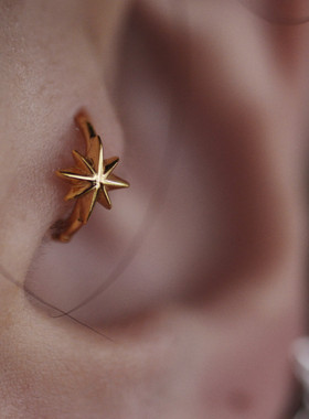 Tragus/Helix925银星芒耳骨环女