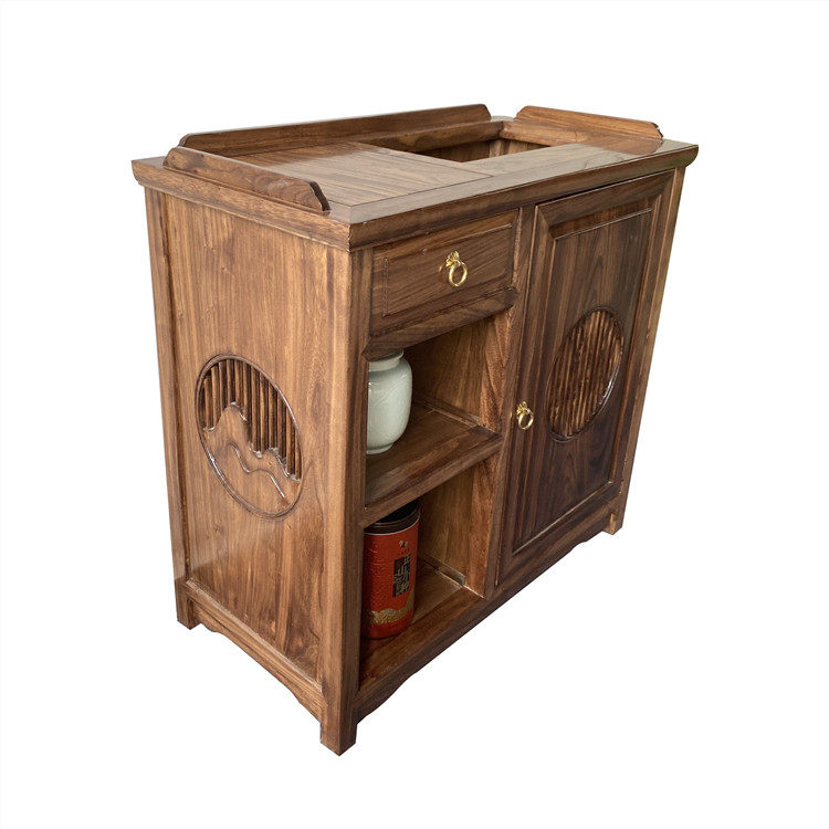 可移动榆木茶桌实木茶水柜家用一体式小茶桌明月茶几边柜烧水茶台,淘宝优惠券,粉丝福利购,淘宝优惠卷