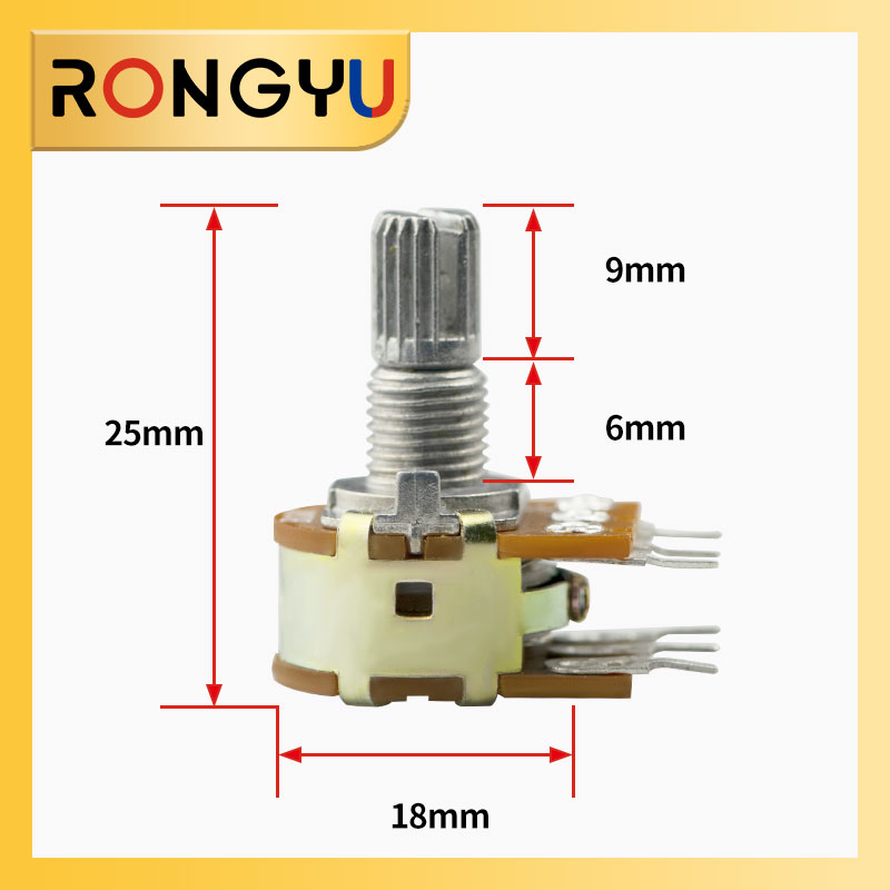 WH148单联电位器 B 1K 2K 5K 10K 50K 100K 轴长15MM功放音量调速 - 图2