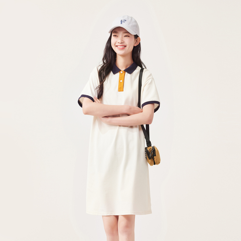 飞鸟和新酒polo领连衣裙女短袖2023夏季新款