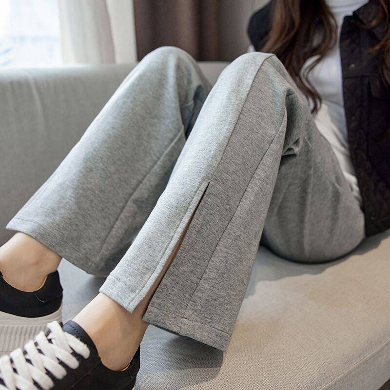 新款孕妇裤春秋季开叉阔腿裤休闲裤 粉红仔仔孕妇阔腿裤