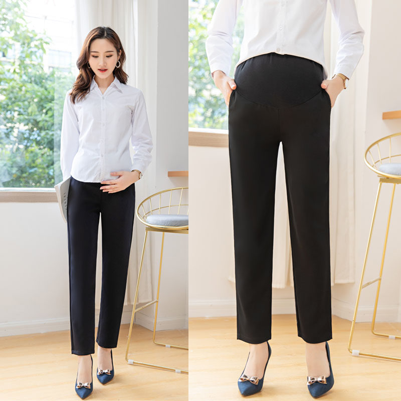 春秋黑色直筒孕妇裤职业西裤长裤子 粉红仔仔孕妇打底裤