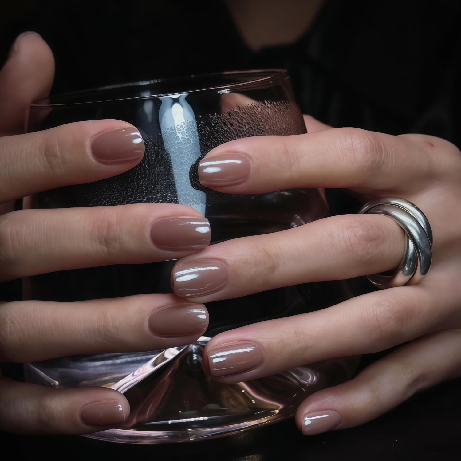 Hailey海莉同款高级清冷感裸灰色月光珍珠极光粉穿戴甲纯手工光疗,淘宝优惠券,粉丝福利购,淘宝优惠卷