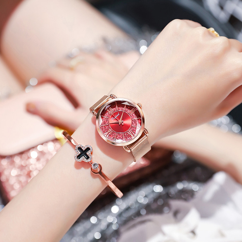 正品简约气质镶钻满天星休闲手表 aba艾彼艾国产腕表