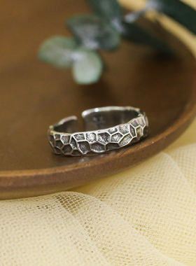 男女款s925银日韩版波点锤纹