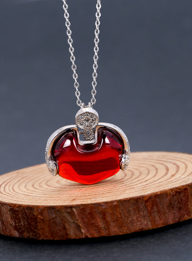 纯银红色石榴石时尚风饰品锁骨链