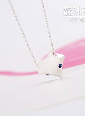 S925纯银狐狸项链小清新绿色锆石