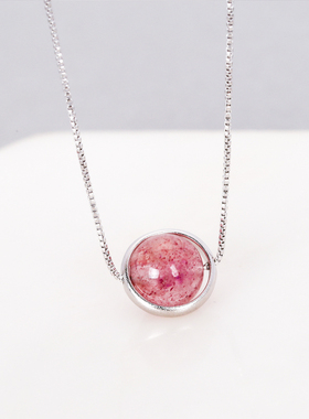 纯银红色甜美风颈链饰品心形吊坠