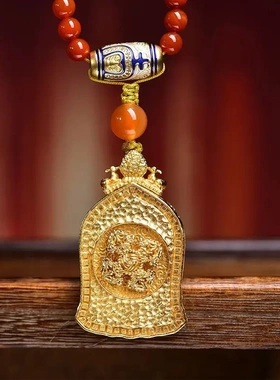 缘绘 藏式文玩佛珠红玛瑙项链扎基拉姆前世今生唐卡佛牌吊坠长链