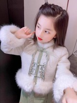 Horseface Skirt Girl Autumn winter thickened Ming-made Han suit 2023 new down clothes Childrens Tang suit New Year wear suit