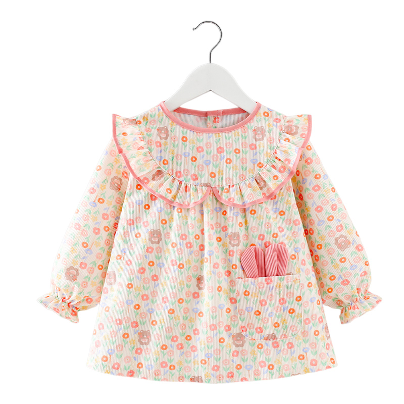 Baby girl's smock, princess skirt, baby bib for eating, waterproof, anti-dirty, reverse wearing, rice bib apron for autumn and winter