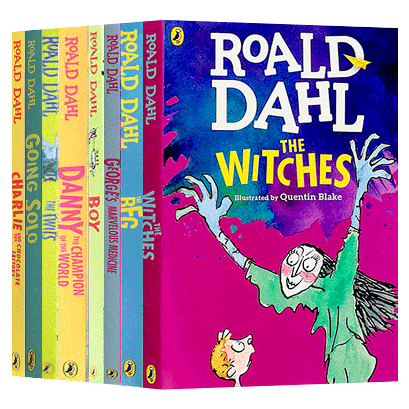 罗尔德达尔童书8册套装 Roald Dahl 英文原版儿童章节桥梁书 查理和巧克力工厂 女巫 好心眼圆梦巨人 英文版中小学生英语读物